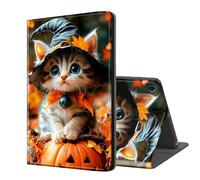 ETLKJVBL for Samsung Galaxy Tab A9 Case, Auto Sleep/Wake, Spooky Season Kitten with Pumpkin Multiple Angles Viewing Folio Stand Case for Samsung Galaxy Tab A9 8.7 Inch 2023