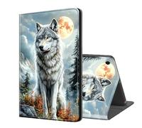 ETLKJVBL for Samsung Galaxy Tab A9 Plus/ A9+ Case, Auto Sleep/Wake, Wolf Under Full Moon in Mountains Multiple Angles Viewing Folio Stand Case for Samsung Galaxy Tab A9 Plus/ A9+ 11 Inch 2023