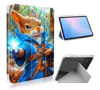 ETLKJVBL for Samsung Galaxy Tab A9 Plus Case, Slim Clear Cover with Pencil Holder, Multi-Angle Y-Stand, Auto Sleep/Wake, Squirrel Mage Casting Spell in Forest Lightweight Tablet Case
