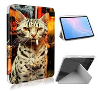 ETLKJVBL for Samsung Galaxy Tab A9 Plus Case, Slim Clear Cover with Pencil Holder, Multi-Angle Y-Stand, Auto Sleep/Wake, Cat Smoking in a Bar Lightweight Tablet Case