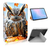 ETLKJVBL for Samsung Galaxy Tab A9 Plus Case, Slim Clear Cover with Pencil Holder, Multi-Angle Y-Stand, Auto Sleep/Wake, Owl Spooky Season Pumpkin Lightweight Tablet Case
