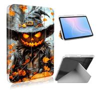 ETLKJVBL for Samsung Galaxy Tab A9 Plus Case, Slim Clear Cover with Pencil Holder, Multi-Angle Y-Stand, Auto Sleep/Wake, Spooky Season Pumpkin Scarecrow Lightweight Tablet Case