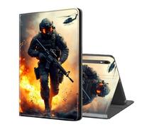 ETLKJVBL for Samsung Galaxy Tab S10 FE/ S9 FE Case, Auto Sleep/Wake, Armed Soldier in Battlefield Multiple Angles Viewing Folio Stand Case for Samsung Galaxy Tab S9 11 Inch 2023