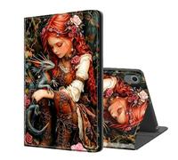 ETLKJVBL for Samsung Galaxy Tab S10/ S9 Plus Case 12.4 Inch, Auto Sleep/Wake, Girl with Red Hair and Dragon Multiple Angles Viewing Folio Stand case for Samsung Galaxy Tab S9 FE Plus