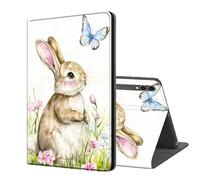 ETLKJVBL for Samsung Galaxy Tab S10/ S9 Plus Case 12.4 Inch, Auto Sleep/Wake, Rabbit Butterfly Floral Glade Multiple Angles Viewing Folio Stand case for Samsung Galaxy Tab S9 FE Plus