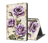 ETLKJVBL for Samsung Galaxy Tab S10/ S9 Plus Case 12.4 Inch, Auto Sleep/Wake, Watercolor Paint of Purple Roses Multiple Angles Viewing Folio Stand case for Samsung Galaxy Tab S9 FE Plus