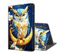 ETLKJVBL for Samsung Galaxy Tab S10 Ultra Case 14.6 Inch, Auto Sleep/Wake, Owl on Golden Crescent Moon Multiple Angles Viewing Folio Stand Case for Samsung Galaxy Tab S10/ S9/ S8/ Ultra