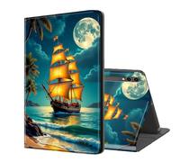 ETLKJVBL for Samsung Galaxy Tab S10 Ultra Case 14.6 Inch, Auto Sleep/Wake, Sailing Ship by Moonlit Beach Multiple Angles Viewing Folio Stand Case for Samsung Galaxy Tab S10/ S9/ S8/ Ultra