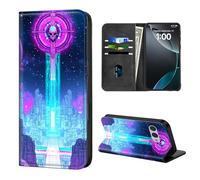 ETLKJVBL for T-Mobile Revvl 8 Phone Case Wallet with Card Holder, Galactic Skull Tower Stylish PU Leather Phone Case with Kickstand - Secure RFID Blocking & Magnetic Flip Cover