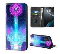 ETLKJVBL for T-Mobile Revvl 8 Pro Phone Case Wallet with Card Holder, Galactic Skull Tower Stylish PU Leather Phone Case with Kickstand - Secure RFID Blocking & Magnetic Flip Cover