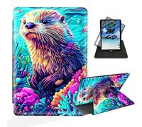 ETLKJVBL iPad Air 13 Inch 2024 Case, 360 Degree Rotating Multi Angle View Auto Sleep/Wake Cute Otter Exquisite Leather Case for iPad Air 13 Inch 2024 Tablet
