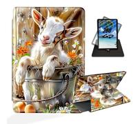 ETLKJVBL iPad Pro 11 inch 2024 Case, 360 Degree Rotating Multi-Angle View Auto Sleep/Wake Cute Baby Goat Exquisite Leather Case for iPad Pro 11 inch 2024 Tablet