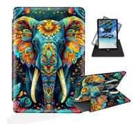 ETLKJVBL - iPad Pro 11 inch 2024 Case, 360 Degree Rotation, Multi-Angle View, Auto Sleep, Colorful Elephant Exquisite Leather Case for iPad Pro 11 inch 2024