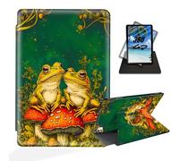 ETLKJVBL - iPad Pro 13 inch 2024 Case, 360 Degree Rotation, Multi-Angle View, Auto Sleep, Two Frogs Sitting on Mushrooms, Exquisite Leather iPad Pro Case from