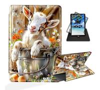 ETLKJVBL Kindle Fire 7 Case, Amamzon 360 Degree Rotating Case with Auto Sleep/Wake Function, Cute Baby Goat Exquisite Leather Case for Kindle Fire 7 9th/7th/5th Generation, 2019 Release