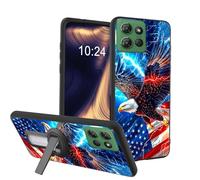 ETLKJVBL Lightweight Mobile Accessory for Motorola Moto G Play 2026 Case, American Flag Eagle Shockproof Protective Cover with 360-Degree Versatile Rotating Stand Stylish Design