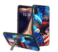 ETLKJVBL Lightweight Mobile Accessory for Samsung Galaxy A37 5G Phone Case, American Flag Eagle Shockproof Protective Cover with 360-Degree Versatile Rotating Stand Stylish Design