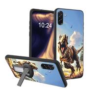 ETLKJVBL Lightweight Mobile Accessory for Samsung Galaxy A37 5G Phone Case, Ferocity Dinosaur Shockproof Protective Cover with 360-Degree Versatile Rotating Stand Stylish Design