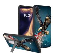 ETLKJVBL Lightweight Mobile Accessory for Samsung Galaxy A37 5G Phone Case, Flag and Eagle Shockproof Protective Cover with 360-Degree Versatile Rotating Stand Stylish Design