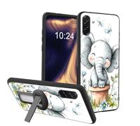 ETLKJVBL Lightweight Mobile Accessory for Samsung Galaxy A57 5G Phone Case, Cute Smiling Elephant Shockproof Protective Cover with 360-Degree Versatile Rotating Stand Stylish Design