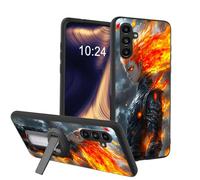 ETLKJVBL Lightweight Mobile Accessory for Samsung Galaxy S25 FE Case, Anime The Fiery Warrior Shockproof Protective Cover with 360-Degree Versatile Rotating Stand Stylish Design
