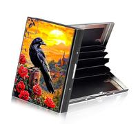ETLKJVBL - Metal Rfid Accordion Style Credit Card Holder for Women, Credit Card Protector with Rfid Blocking Sleeves, Stylish Credit Card Holder for, Black Raven Roses, 3.74 x 2.56 x 0.59 Inches