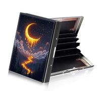 ETLKJVBL Metallic Accordion Style Rfid Credit Card Holder for Women, Credit Card Protector Rfid Blocking Sleeves, Stylish Credit Card Holder for Men-17, Moon Shining Brightly in Sky, 3.74 x 2.56 x