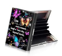 ETLKJVBL Metallic Accordion Style Rfid Credit Card Holder for Women, Credit Card Protector Rfid Blocking Sleeves, Stylish Credit Card Holder for Men-17, Butterfly Live Every Moment, 3.74 x 2.56 x 0.59