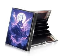 ETLKJVBL Metallic Accordion Style Rfid Credit Card Holder for Women, Credit Card Protector Rfid Blocking Sleeves, Stylish Credit Card Holder for Men-20, Moon Shining on Castle, 3.74 x 2.56 x 0.59