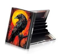 ETLKJVBL Metallic Accordion Style Rfid Credit Card Holder for Women, Credit Card Protector Rfid Blocking Sleeves, Stylish Credit Card Holder for Men-6, Raven on Branch, 3.74 x 2.56 x 0.59 Inches