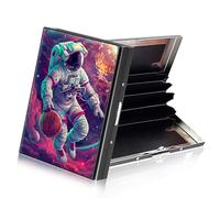 ETLKJVBL Metallic Accordion Style Rfid Credit Card Holder for Women, Credit Card Protector Rfid Blocking Sleeves, Stylish Credit Card Holder for Men-17, Astronaut Play Basketball Space, 3.74 x 2.56 x