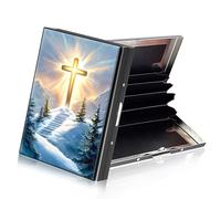 ETLKJVBL Metallic Accordion Style Rfid Credit Card Holder for Women, Credit Card Protector Rfid Blocking Sleeves, Stylish Credit Card Holder for Men-16, Cross Shining Brightly in Sky, 3.74 x 2.56 x