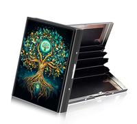 ETLKJVBL Metallic Accordion Style Rfid Credit Card Holder for Women, Credit Card Protector Rfid Blocking Sleeves, Stylish Credit Card Holder for Men-20, The Cosmic Tree of Life, 3.74 x 2.56 x 0.59