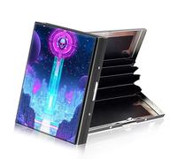 ETLKJVBL Metallic Accordion Style Rfid Credit Card Holder for Women, Credit Card Protector Rfid Blocking Sleeves, Stylish Credit Card Holder for Men-17, Galactic Skull Tower, 3.74 x 2.56 x 0.59 Inches