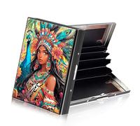 ETLKJVBL Metallic Accordion Style Rfid Credit Card Holder for Women, Credit Card Protector Rfid Blocking Sleeves, Stylish Credit Card Holder for Men-6, Beautiful Indigenous Women, 3.74 x 2.56 x 0.59