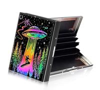 ETLKJVBL Metallic Accordion Style Rfid Credit Card Holder for Women, Credit Card Protector Rfid Blocking Sleeves, Stylish Credit Card Holder for Men-16, Colorful an Alien Spaceship, 3.74 x 2.56 x 0.59