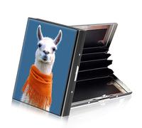 ETLKJVBL Metallic Accordion Style Rfid Credit Card Holder for Women, Credit Card Protector Rfid Blocking Sleeves, Stylish Credit Card Holder for Men-12, White Llama, 3.74 x 2.56 x 0.59 Inches