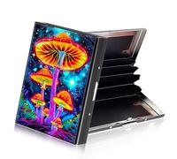 ETLKJVBL Metallic Accordion Style Rfid Credit Card Holder for Women, Credit Card Protector Rfid Blocking Sleeves, Stylish Credit Card Holder for Men-20, Glowing Mushrooms in Forest, 3.74 x 2.56 x 0.59