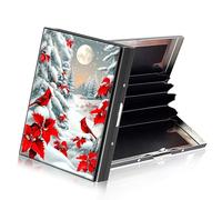 ETLKJVBL Metallic Accordion Style Rfid Credit Card Holder for Women, Credit Card Protector Rfid Blocking Sleeves, Stylish Credit Card Holder for Men-20, Cardinals Snow White Pine Trees, 3.74 x 2.56 x
