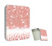 ETLKJVBL Mini Pocket Metal Tin with Lid, Rose Gold Glitter 3.5"x2.4"x0.7" Small Portable Pill Box & Mint Case - Cute EDC Travel Organizer for Earbuds, Jewelry & Coins