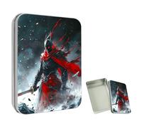 ETLKJVBL Mini Pocket Metal Tin with Lid, The Dark - Cloaked Warrior 3.5"x2.4"x0.7" Small Portable Pill Box & Mint Case - Cute EDC Travel Organizer for Earbuds, Jewelry & Coins