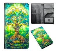 ETLKJVBL - Passport Holder for Travel Accessories, Leather Passport Cover with Space for Family Documents and Photos, Travel Credit Card Wallet for Women and, Glass tree of life in the forest, Art