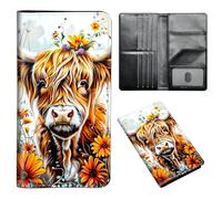 ETLKJVBL - Passport Holder for Travel Accessories, Leather Passport Cover with Space for Family Documents and Photos, Credit Card Wallet for Women and Men, 3, Livestock in the fields, Art Deco