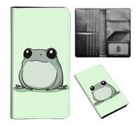 ETLKJVBL Passport Holder for Travel Accessory, Leather Passport Cover with Space for Documents and Family Photos, Travel Passport Credit Card Wallet for Women Men-6, Cute Cartoon Frog, Art Deco