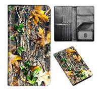 ETLKJVBL Passport Holder for Travel Accessory, Leather Passport Cover with Space for Documents and Family Photos, Travel Passport Credit Card Wallet for Women Men-2, Camouflage Leaves, Art Deco