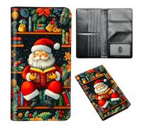 ETLKJVBL Passport Holder for Travel Accessory, Leather Passport Cover with Space for Documents and Family Photos, Travel Passport Credit Card Wallet for Women Men-9, Old Man in Red Clothes, Art Deco