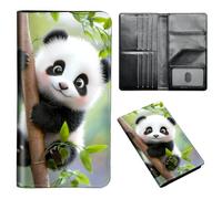 ETLKJVBL Passport Holder for Travel Accessory, Leather Passport Cover with Space for Documents and Family Photos, Travel Passport Credit Card Wallet for Women Men-3, Cute Baby Panda, Art Deco