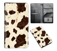 ETLKJVBL Passport Holder for Travel Accessory, Leather Passport Cover with Space for Documents and Family Photos, Travel Passport Credit Card Wallet for Women Men-5, Cow Print with the Spots, Art Deco