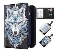 ETLKJVBL Passport Holder for Travel, Exquisite Leather Passport Holder with RFID Blocking Sleeves - Stylish Travel passport covers for Women and Men, White Fox, Art Deco