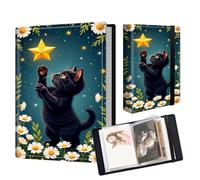 ETLKJVBL Photo Albums 4x6 Pictures, Black Kitten Reaching for Star Personalized Wedding & Family Photo Album, Memory Book for Vacation, Holiday & Special Moments